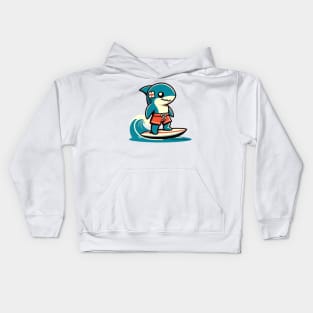 Cute Vintage Shark Surfing Kids Hoodie